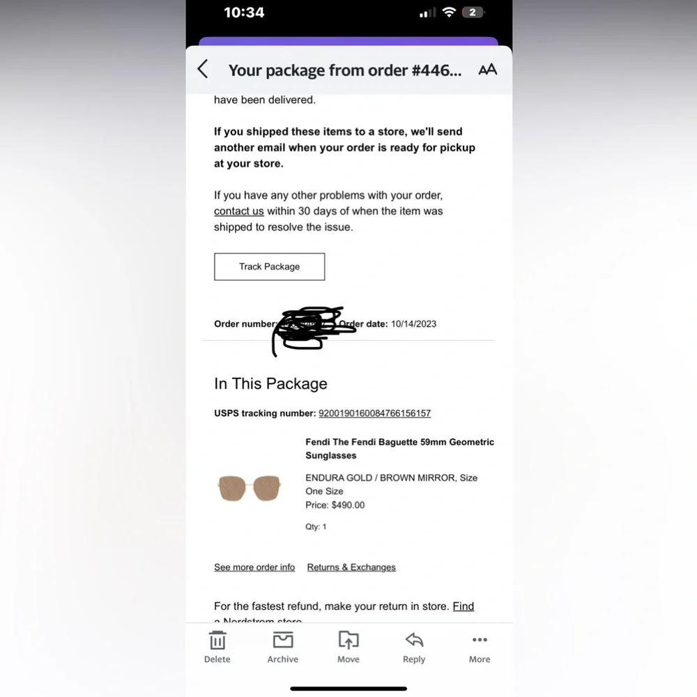 Fendi Baguette 59 mm FF Print Gold Square Frame with box and case - Picture 3 of 4